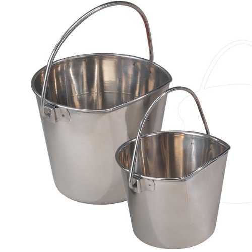 ProSelect Stainless Steel Flat Sided Pails — Durable Pails for Fences, Cages, Crates, or Kennels - 6", 2-Quart - size: 2-Quart