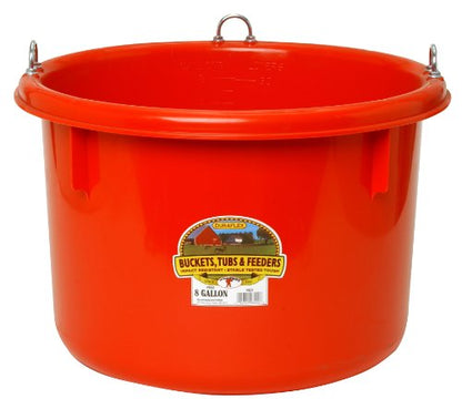 Little Giant® Plastic Round Feeder | Feed Bucket for Livestock | Ultra Durable Round Plastic Bucket | Made in USA | 8 Gallon | Red - color: Red