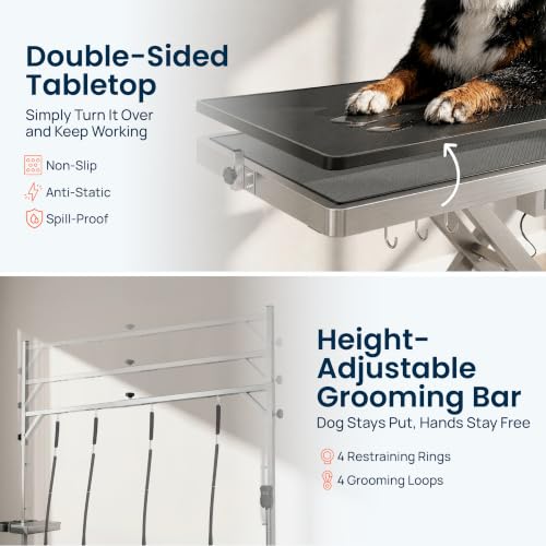 KANIS 60" Professional Electric Dog Grooming Table, 304 Steel, Heavy Duty - color: STAINLESS STEEL, size: 60"