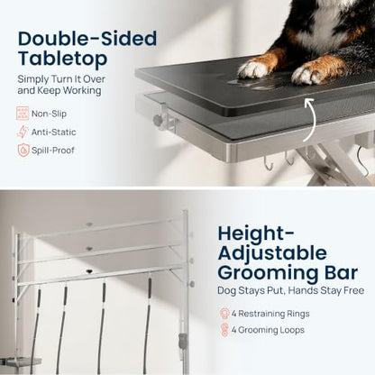 KANIS 60" Professional Electric Dog Grooming Table, 304 Steel, Heavy Duty - color: STAINLESS STEEL, size: 60"