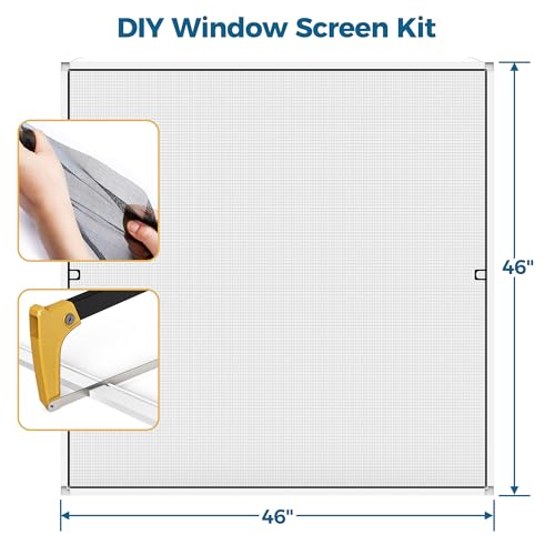 Augblinds DIY Aluminum Window Screen Frame Kit, 1 Set, 46 in, White - color: White, size: 46"W x 46"H