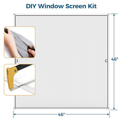 Augblinds DIY Aluminum Window Screen Frame Kit, 1 Set, 46 in, White - color: White, size: 46"W x 46"H