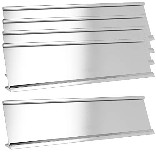 ExcelMark 2"x 8"Aluminum Name Plate Holder for Desk - Set of 5 - Office Business Door Sign Holder - Silver - color: Silver, size: 5 Name Plates
