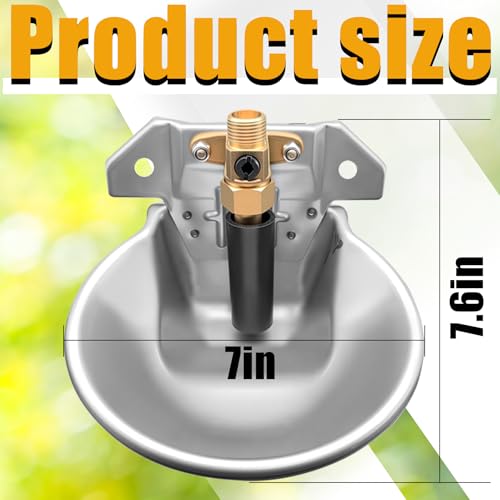 Automatic Animal Drinking Water Bowl with Float Valve and Drainage Hole 304 Stainless Steel Feeder Trough Dispenser Waterer Livestock Water Trough Suitable for Pet Dog Horse Cattle Goat Sheep（Dia 9in） - style: 0.6L-1pc