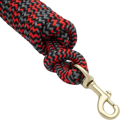 Weaver Equine 10' Horse Cowboy Lead Rope with Brass Snap - color: Black/Red/Gray