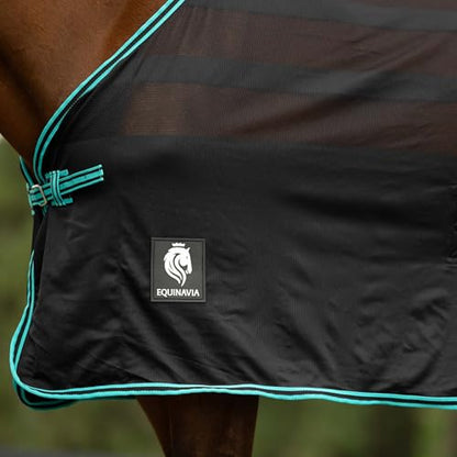 Equinavia Sefyr Breathable Lightweight Cooling Scrim Sheet - Black/Turquoise - S - color: Black/Turquoise, size: S