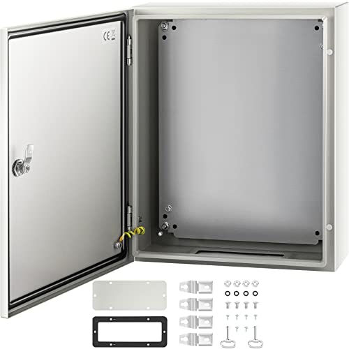 VEVOR NEMA Steel Enclosure, 20 x 16 x 6'' NEMA 4X Steel Electrical Box, IP66 Waterproof & Dustproof, Outdoor/Indoor Electrical Junction Box, with Mounting Plate - size: 20 x 16 x 6