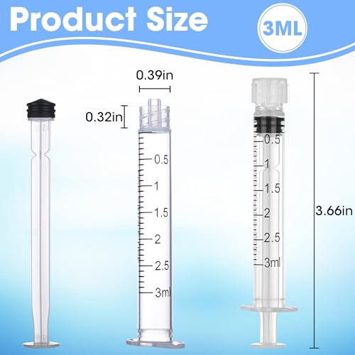 20 Pack 3ml/cc Luer Lock Syringe with Caps, Plastic Syringe without Needle for Liquid, Sterile Individually Wrapped - style: 3mL