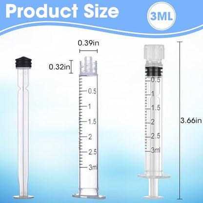 20 Pack 3ml/cc Luer Lock Syringe with Caps, Plastic Syringe without Needle for Liquid, Sterile Individually Wrapped - style: 3mL