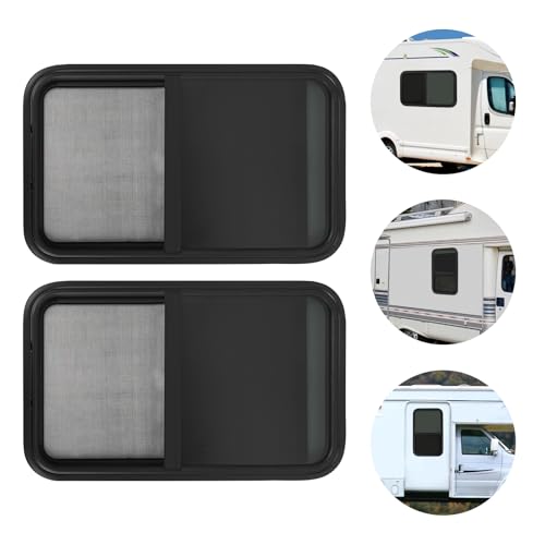 2 Pack RV Window, 18" X 30" Universal RV Window Vertical Slide W/Trim Ring, Vertical Sliding Glass Window with Screen Window for Cargo, Horse Trailer (18"Wx30"H（2 pack）) - size: 18"Wx30"H（2 pack）