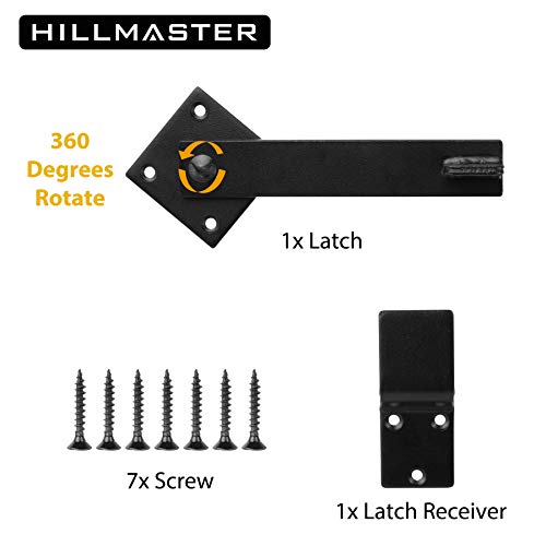 HILLMASTER Sturdy 6" Farm Flip Fence Gate Latch, Barn Door Lock Flip Latch Hardware, Rustic Gate Lock for Cabinet, Shed, Sliding Doors, Matte Black