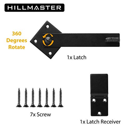 HILLMASTER Sturdy 6" Farm Flip Fence Gate Latch, Barn Door Lock Flip Latch Hardware, Rustic Gate Lock for Cabinet, Shed, Sliding Doors, Matte Black