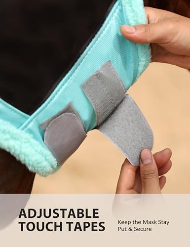 Harrison Howard Horse Fly Mask UV Protective Fine Mesh with Extra Wool Soft Touch on Skin Fly and UV Protection Summer Mint-Black S - color: Summer Mint-Black, size: S