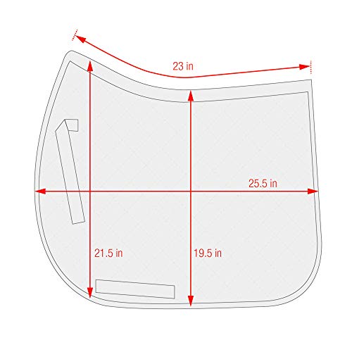 ECP Equine Comfort Products All Purpose English Saddle Pad, Poly-Cotton Top, Brushed Underside, 22"x20", White