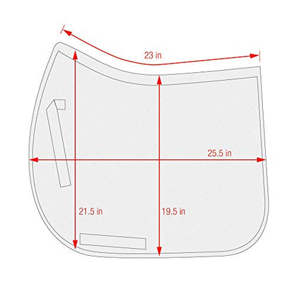 ECP Equine Comfort Products All Purpose English Saddle Pad, Poly-Cotton Top, Brushed Underside, 22"x20", White