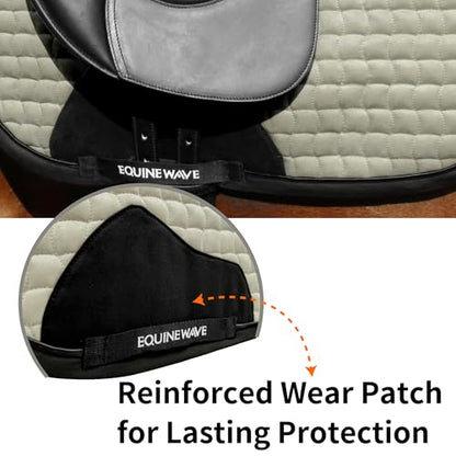 EQUINEWAVE Aria Soft Suede Dressage Saddle Pad – Breathable Moisture-Wicking Lining, Shock-Absorbing Cushion, Contoured Spine, English Horse Saddle Pad - color: Champagne