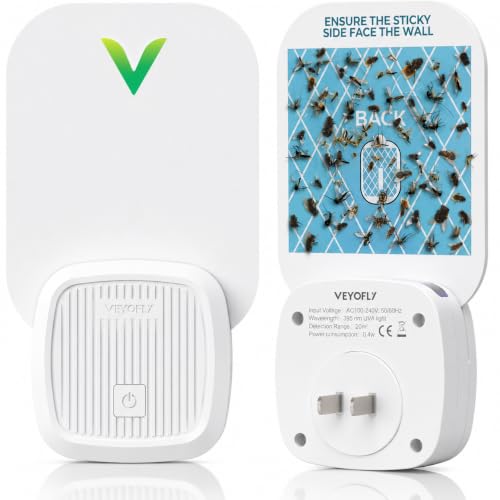 VEYOFLY Fruit Fly Traps Indoor Plug-in UV, Gnat Trap, 1 Device + 2 Refills - size: 1 Device + 2 Refills