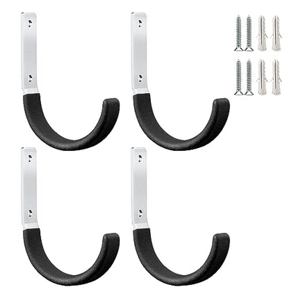 GeeWatom Heavy Duty Steel Garage Hooks,Garage Storage Utility Hooks,Heavy Duty Garage Tool Organizer,Steel Wall Mount Hooks, Hose Hanger, Small Garden U Hooks (Black 4 Pack) - color: Black 4 Pack