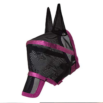 Harrison Howard Maskology Horse Fly Mask, 2-in-1 Fly Mask 80% UV Blockage - color: Fuchsia Pink, size: Cob (Medium)