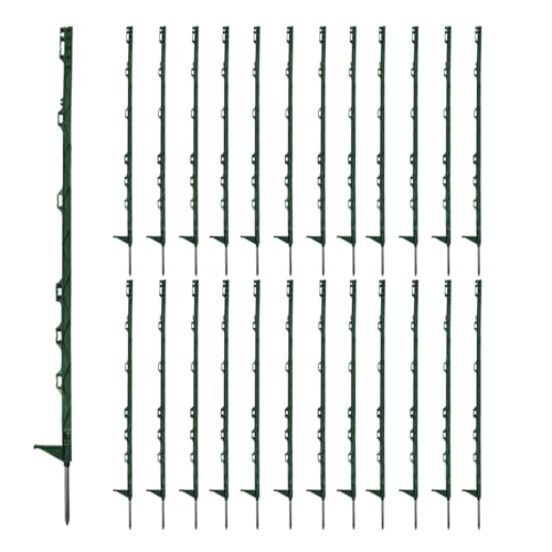 25Pcs Electric Fence Posts,4FT/ 122CM Garden Fence Post Portable Temporary Electric Fences Plastic Fence Posts Ideal for Paddock Fencing Grazing Livestock Control Horse Cattle Sheep (Green) - color: Green, size: 48IN