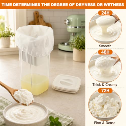 Yogurt Strainer,1800ml Greek Yogurt Strainer,with Stainless Steel Fine Mesh - color: 1800ml