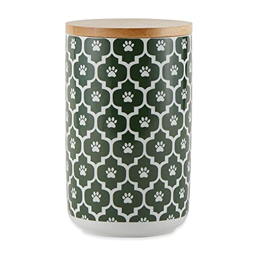 Bone Dry Lattice Collection Pet Bowl & Canister, Treat Canister, 4x6.5 inches, Hunter Green - color: Hunter Green, size: Treat Canister, 4 x 6.5 in (Pack of 1)