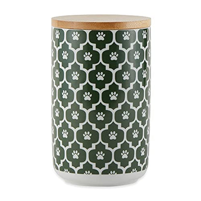 Bone Dry Lattice Collection Pet Bowl & Canister, Treat Canister, 4x6.5 inches, Hunter Green - color: Hunter Green, size: Treat Canister, 4 x 6.5 in (Pack of 1)