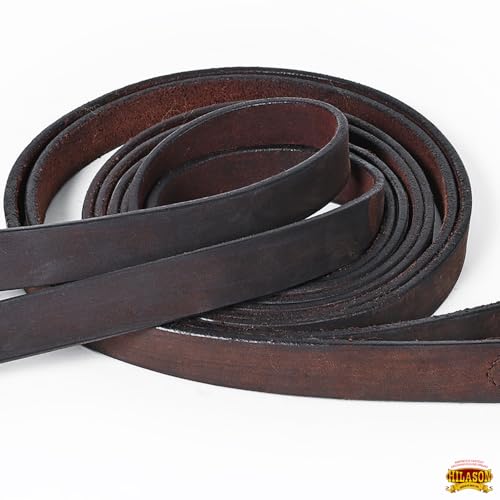 HILASON Western Genuine Leather Horse Split Reins | Riding-Reins Reining-Reins Heavy-Duty-Rein - color: Dark Brown 1, size: 1in x 7ft