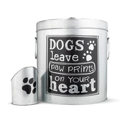 Silver Large Rustic Up to 50lb Pet Food Storage Container. Farmhouse and Rustic Look. Large Canister with Scoop. No More Plastic Containers