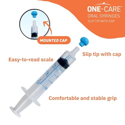 ONE-CARE Oral Syringe, 5 mL, Slip Tip, with Cap, 100 Count - size: 5ml