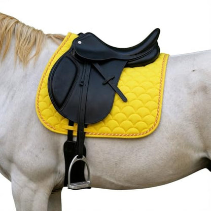 CHALLENGER Horse English Quilted Contoured Dressage Trail Saddle Pad 7295 - color: Deep Bright Yellow, size: 22" (Spine) x 23" (Drop)