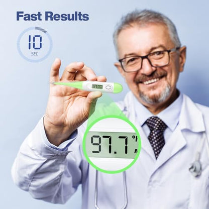 Boncare Digital Thermometer for Adults, Kids & Babies, Light Green | Accurate & Safe Oral and Rectal Thermometer with 10-Second Reading and Fever Alarm - color: Light Green