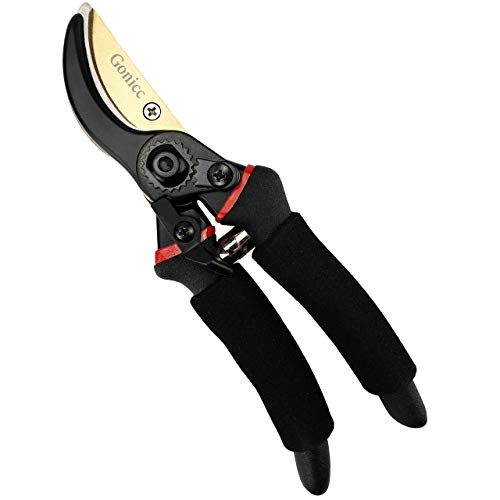 gonicc 8" Professional Premium Bypass Titanium Pruning Shears(GPPS-1003) - color: Golden Titanium Bypass Pruning Shears