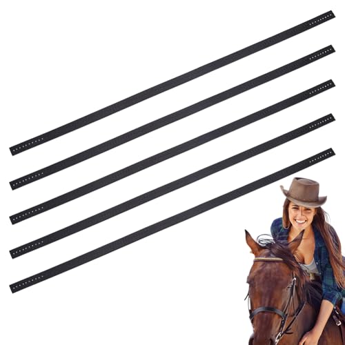 FINGERINSPIRE 5Pcs PU Leather Straps for DIY Horse Harness Strap Making 21.65x0.55x0.1 inch Smooth Replacement Imitation Leather Crown Replacement Break Away Crown Strap - color: Black