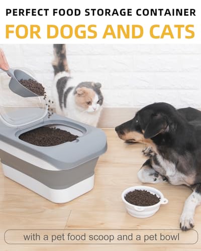 HOYTAMDAR 13Lbs Collapsible Dog Food Storage Container,Dog Food Container - color: Grey1-13lbs