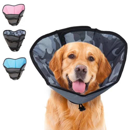 Soft Dog Cone Collar for Large Dogs After Surgery Adjustable - color: Camouflage, size: S (Neck Girth:9.1-10.7in)