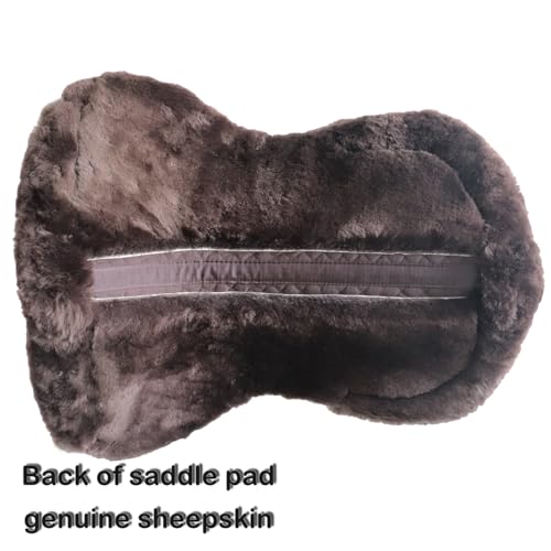 Woolous Sheepskin Half Pad for English Saddle, Wool Fleece Horse Saddle Pad - color: Brown