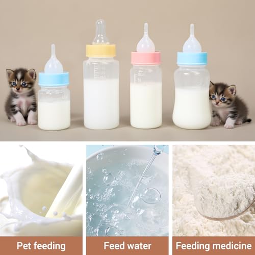 Puppy Kitten Nursing Bottle 2oz- Small Animal Feeding Kit with Nipples | Hand Feeding Supplies for Puppies, Kittens, Rabbits, Ferrets & Newborn Pets - color: SKY BLUE