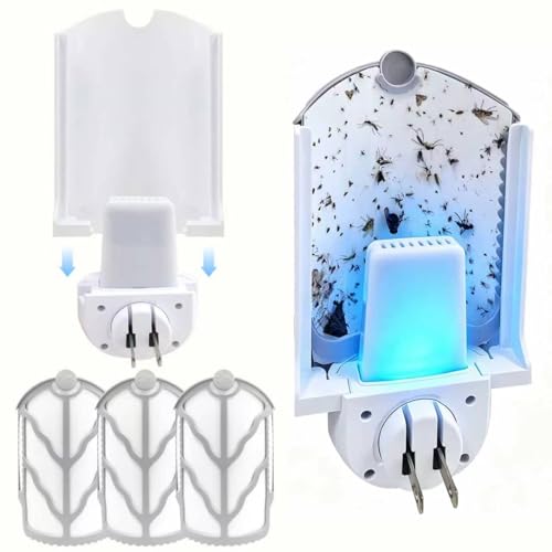 Flying Insect Trap (3 Plug-in & 9 Cartridges Refill) Indoor Use, UV Light Bug Catcher for Fruit Flies, Gnats & Small Flying Pests - style: 3 Plug-in & 9 Refill