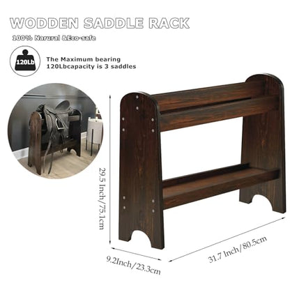 Wood Saddle Rack,Pine Saddle Stand Western & English Saddle Rack for Horse Tack Organizers,Suitable for Displaying Trophy Saddles - style: Wood-1pcs