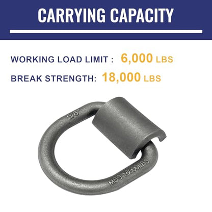 12 Pack Weld-On Forged D Ring, Heavy Duty 5/8" D-Ring Trailer Tie Down Anchor with MBS:18,000 lbs for Trailer, Truck Cargo, RV, ATV Tiedowns, Farm Applications and More. - size: 5/8“-12pack