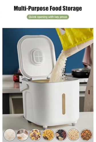 Food Storage Container with Lid, 11lbs Airtight Food Storage Bin for Rice, Cereal, Flour & Pet Food, BPA-Free Moisture-Proof Kitchen Storage Container, White