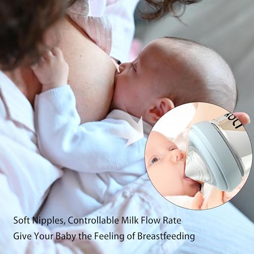 yanyoyo Glass Breastmilk Storage Bottles, 8oz Wide Neck Breast Milk Containers, BPA-Free, Lead-Free, Fits Breast Pumps and Nipples, 4 Pack