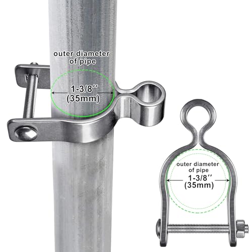 Insaga 2Pack Heavy Duty Wall Mount Gate Hinges, 304 Stainless Steel Chain Link Fence Gate Hinges for Farm, 1-3/8" Pipe Gate Hinge with 5/8" Pin, T-Post Gate Hinge Kit for Wooden & Metal Fence - size: 1-3/8''-2Pack