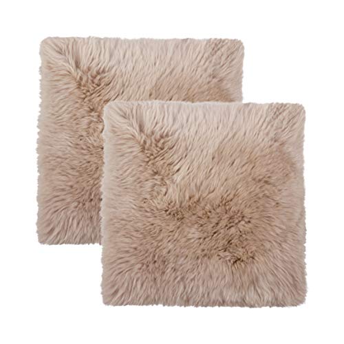 Natural Sheepskin Chair Pad, Non-Slip, Taupe, 2 Pack - color: Taupe, size: 2 Count (Pack of 1)