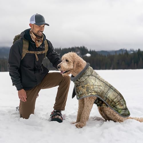 Fragralley Dog Coat Medium, Waterproof Dog Jacket with Warm Fleece Lining, Adjustable Reflective Dogs Winter Coat, Turtleneck Pet Coats for Cold Weather (Reed Camouflage M) - color: Reed Camouflage, size: Medium