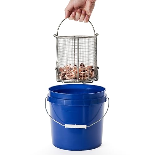 Dip N’ Drain – Stainless Steel Part Cleaning Strainer Basket for 2-Gallon Buckets (Bucket Not Included) | 1/4″ Mesh, Swing Handle, Great for Mechanics, Auto Parts, Garage, Shop & Home Cleaning - size: 2 Gal. 1/4" Mesh - No Bucket