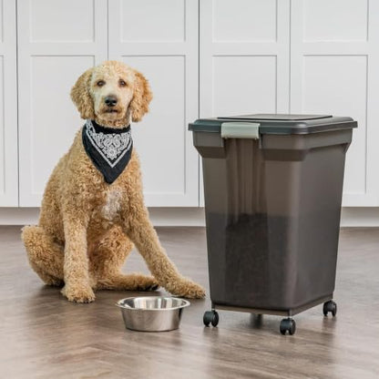 IRIS USA Dog Food Storage Container, Up to 58 lbs, Smoke Black, Made in USA - color: Smoke, size: 58 lbs