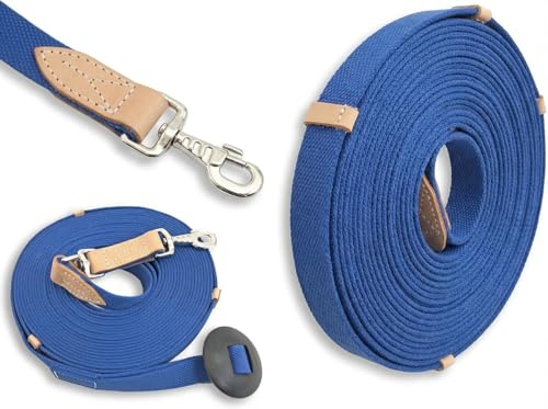 35' Flat Cotton Web Lunge Line with Bolt Snap & Rubber Stop - By Southwestern Equine (35', Sapphire) - color: Sapphire, size: 35'
