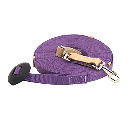 35' Flat Cotton Web Lunge Line with Bolt Snap & Rubber Stop - By Southwestern Equine (35', Lavender) - color: Lavender, size: 35'